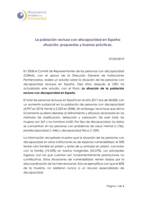 La población reclusa con discapacidad en España: situación, propuestas y buenas prácticas