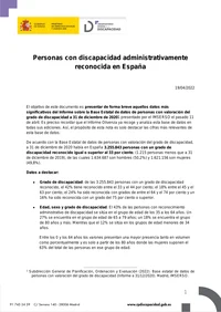 Personas con discapacidad administrativamente reconocida en España