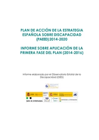 Plan de Acción de la Estrategia Española sobre Discapacidad 2014-2020. Informe sobre ap...