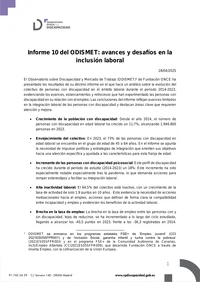 Microinforme. Informe 10 del ODISMET: avances y desafíos en la inclusión laboral