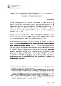 El 9,6 % de las personas con discapacidad se encuentra en situación de pobreza severa