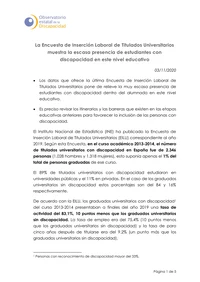 La Encuesta de Inserción Laboral de Titulados Universitarios muestra la escasa presenci...
