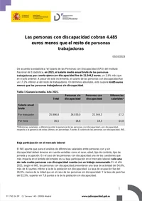 Las personas con discapacidad cobran 4.485 euros menos que el resto de las personas tra...