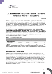 Las personas con discapacidad cobran 5.067 euros menos que el resto de trabajadores