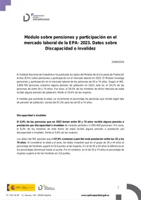 Módulo sobre pensiones y participación en el mercado laboral de la EPA- 2023. Datos sob...