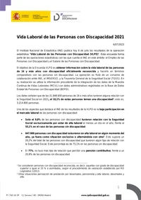 Vida Laboral de las Personas con Discapacidad 2021