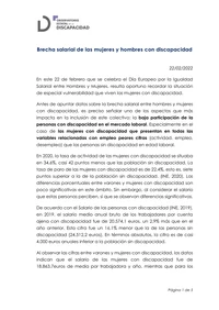 Brecha salarial de las mujeres y hombres con discapacidad