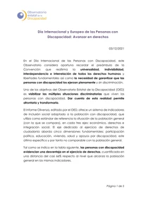 Día Internacional y Europeo de las Personas con Discapacidad: Avanzar en derechos