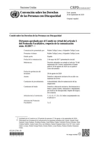 Dictamen del Comité sobre los Derechos de las Personas con Discapacidad sobre la violac...