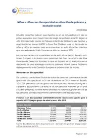 Niños y niñas con discapacidad en situación de pobreza y exclusión social