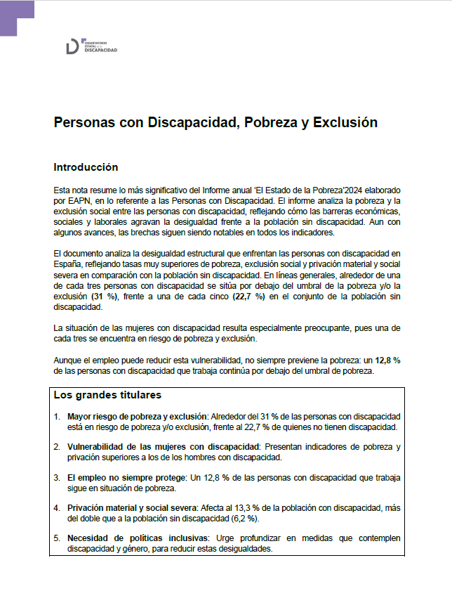 Personas con Discapacidad, Pobreza y Exclusión