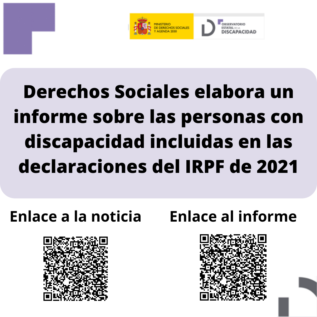 Derechos Sociales elabora un informe sobre las personas con discapacidad incluidas en las declaraciones del IRPF de 2021
